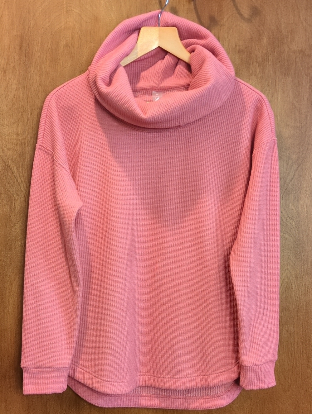 Lou & Grey Rose Pink Waffle Cowl Neck Sweatshirt Size XS